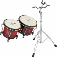 Set XDrum Bongos Pro Rojo Vino incl. Soporte 