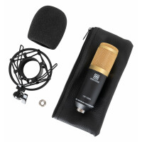 Pronomic CM-100BG Micrófono de Estudio de Gran Diafragma Incl. Soporte Antivibración y Paraviento Negro 