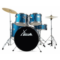 XDrum Semi 22" Standard Batterie Satin Blue Sparkle incl. École 