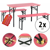 Stagecaptain Hirschgarten Bierzeltgarnitur für Balkon 117 cm Pink 2x Set 