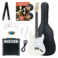 Rocktile Banger's Pack Set de Guitares Électriques, 8 pièces Blanc 