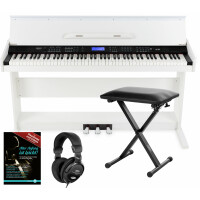 FunKey DP-88 II Digitalpiano weiß Set mit Economy Keyboardbank, Kopfhörer und Klavierschule 