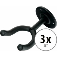 Classic Cantabile Support Mural Guitares Noir Lot de 3 