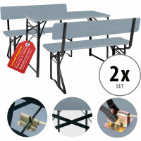 Stagecaptain BBDL-119 GY Hirschgarten Set Tavolo Da Birreria Con Schienale Per Balcone 119 cm Grigio 2x Set 