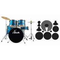 XDrum Semi 22" Standard Batterie Satin Blue Sparkle Set + Amortisseurs 