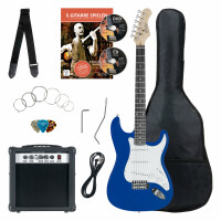 Rocktile Banger's Pack Set de Guitares Électriques, 8 pièces Bleu 