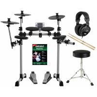 XDrum DD-400 Set Completo de Batería Electrónica con Auriculares, Banqueta, Escuela y Baquetas 