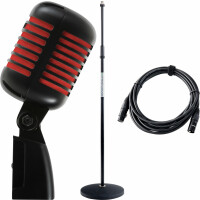 Pronomic DM-66BK/RD Microphone Dynamique Elvis Noir/Rouge Set 
