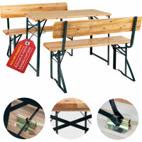 Stagecaptain BBDL-119 Hirschgarten Bierzeltgarnitur mit Lehne für Balkon 119 cm Natur  - Retoure (Zustand: akzeptabel) 