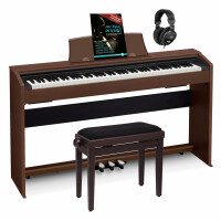 Casio PX-770 BN Privia Digitalpiano braun Set inkl. Pianobank, Kopfhörer & Schule 