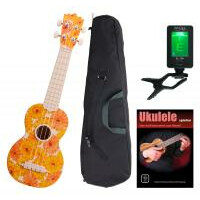 Classic Cantabile BeachBuddy Beachflower Set Ukulele incl. Accordatore e Scuola 