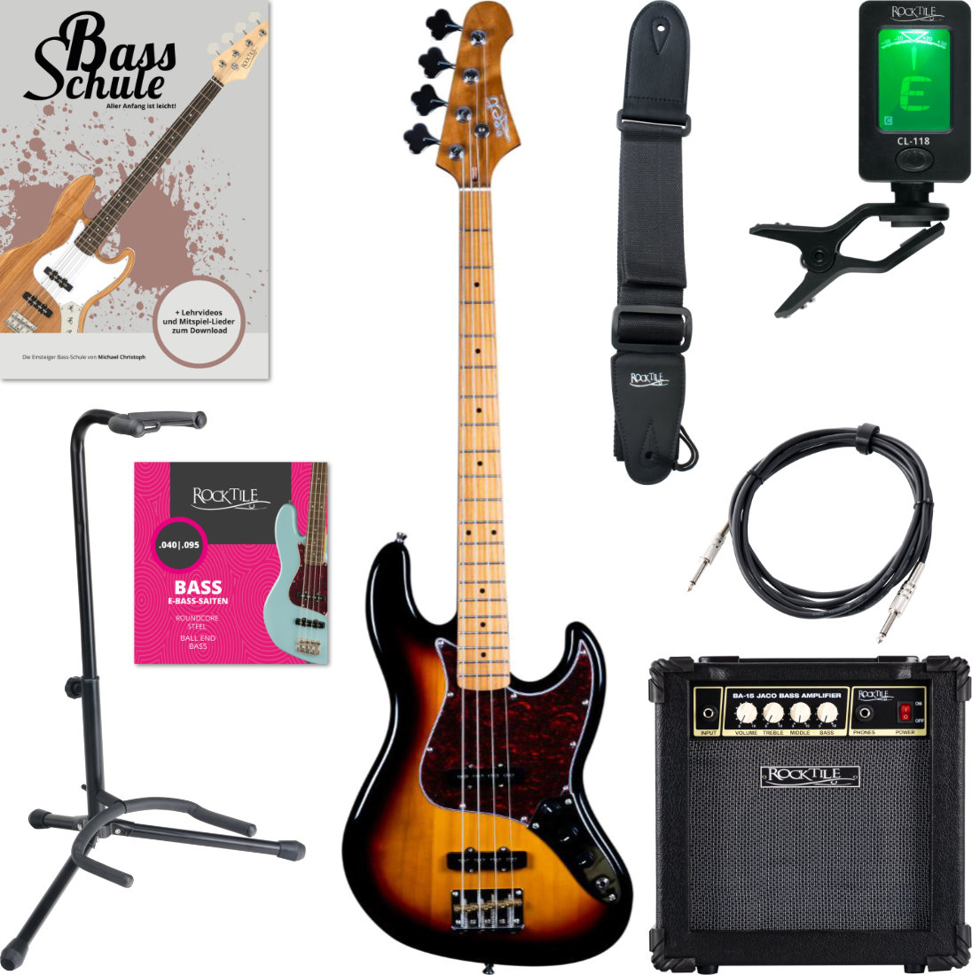 Jet Guitars JJB-300 SB Bass Sunburst Starter Set