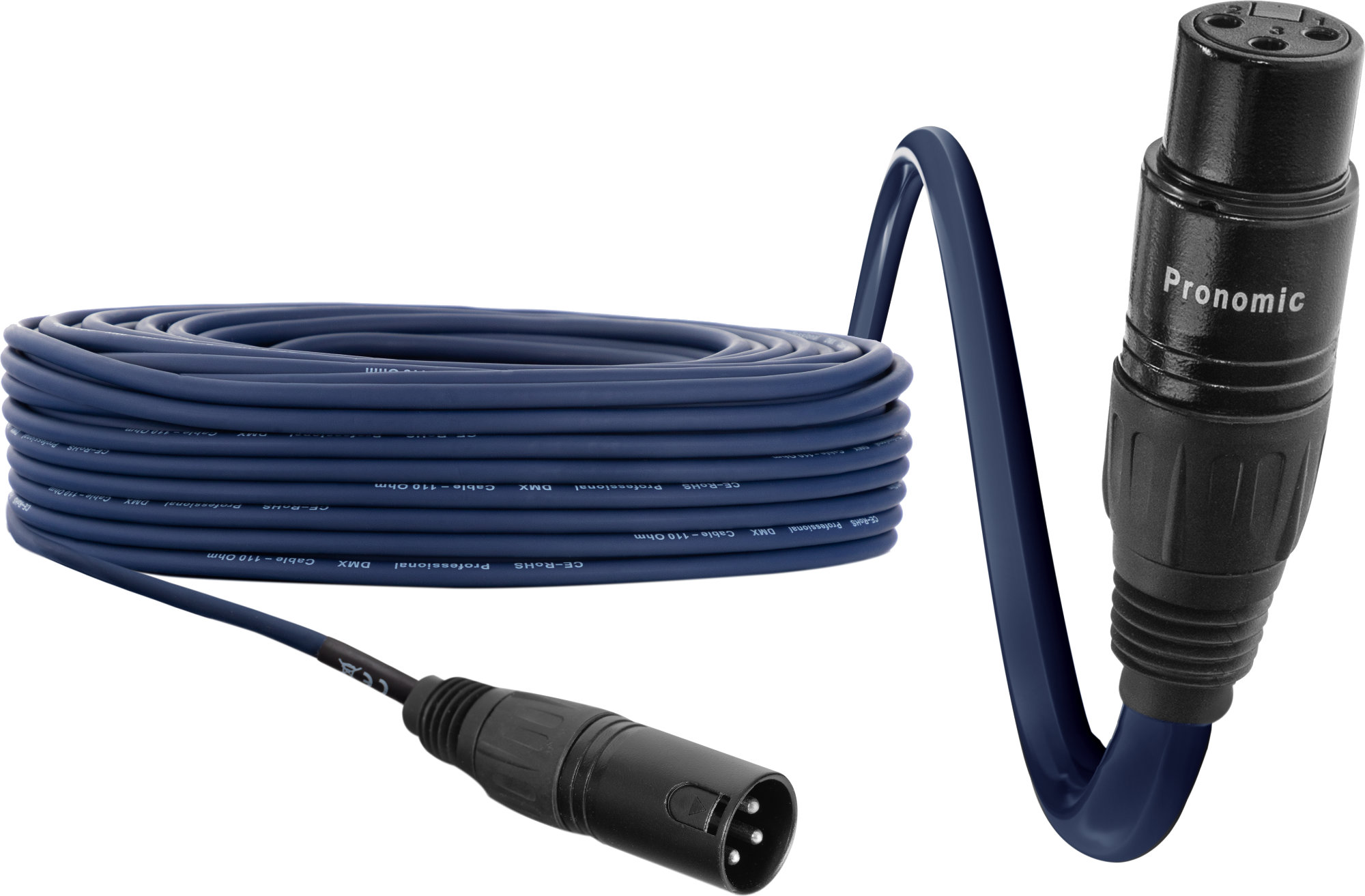 Pronomic Stage DMX3-50 DMX-Kabel 50m blau mit Goldkontakten
