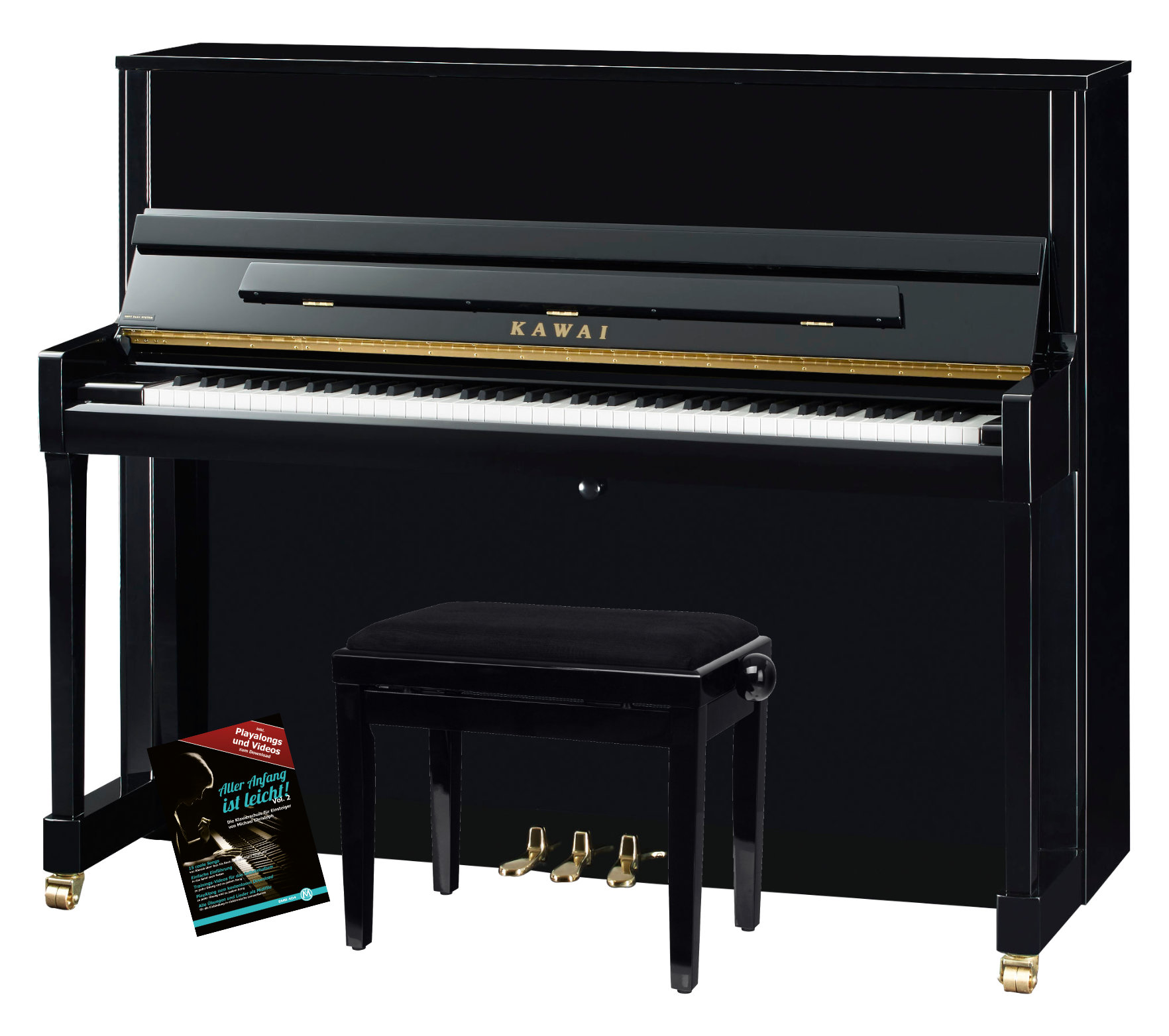 Kawai K-300 E/P Klavier Schwarz Hochglanz Set