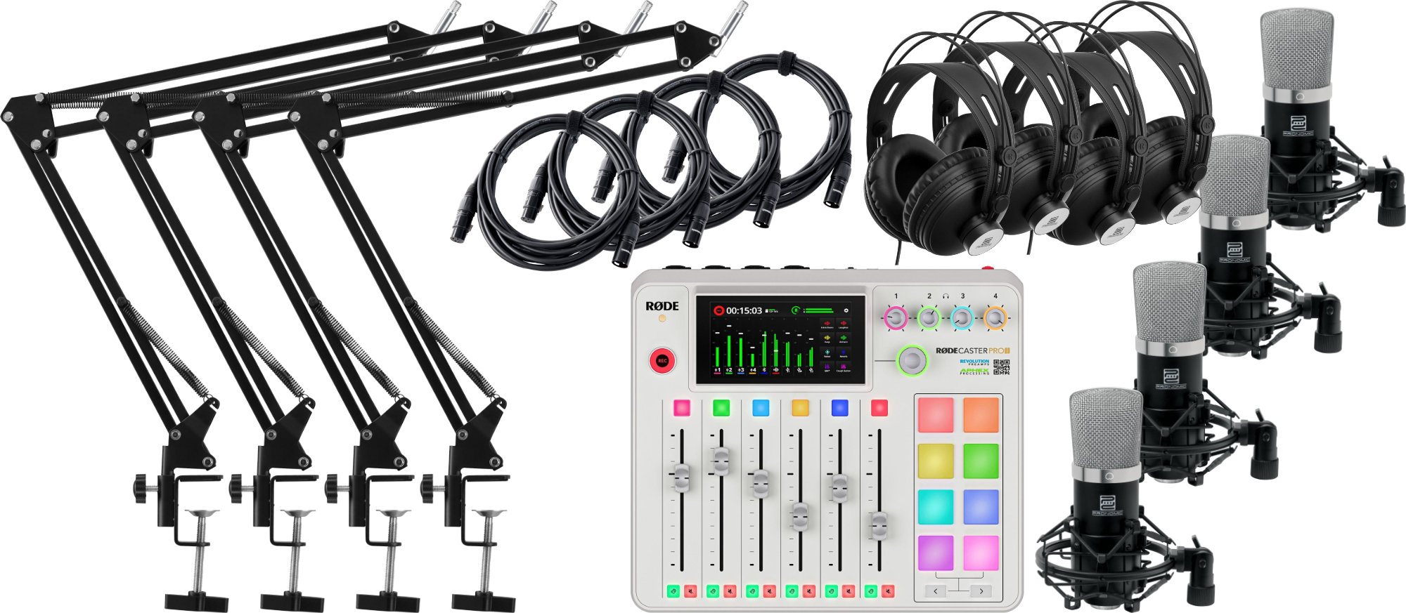 Rode RodeCaster Pro II Weiß Podcast Interview Set