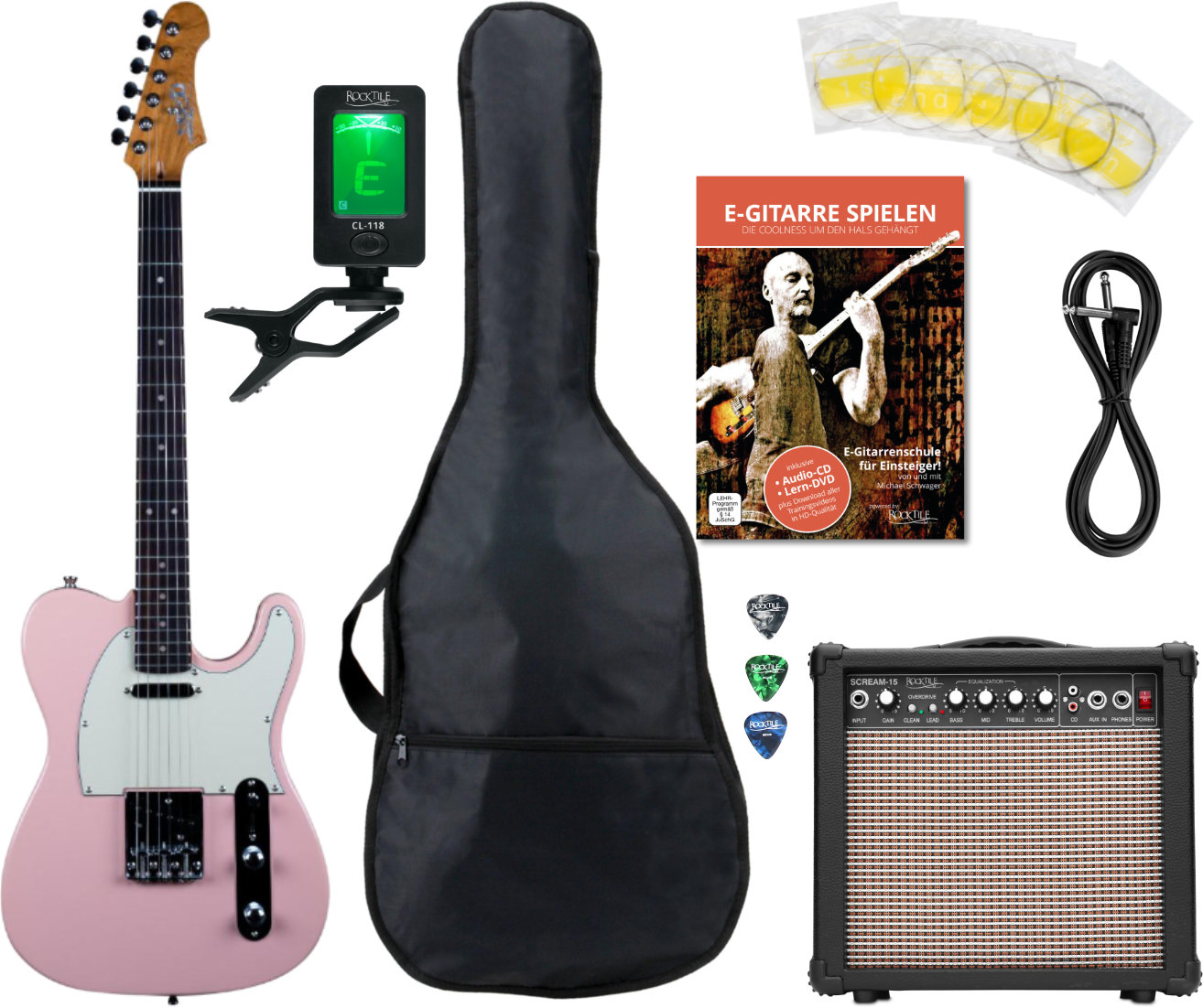 Jet Guitars JT-300 E-Gitarre Pink Starter Set