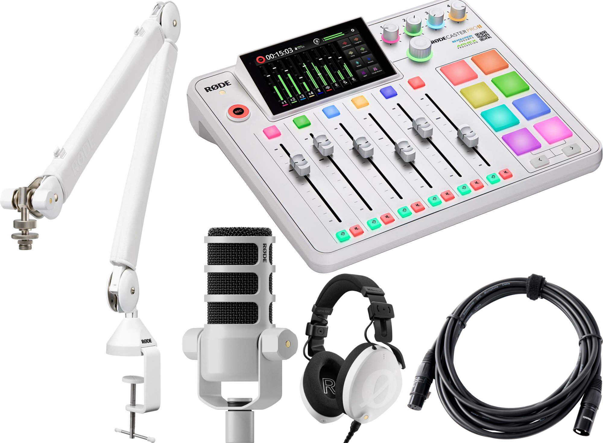 Rode RodeCaster Pro II Weiß Podcast Bundle