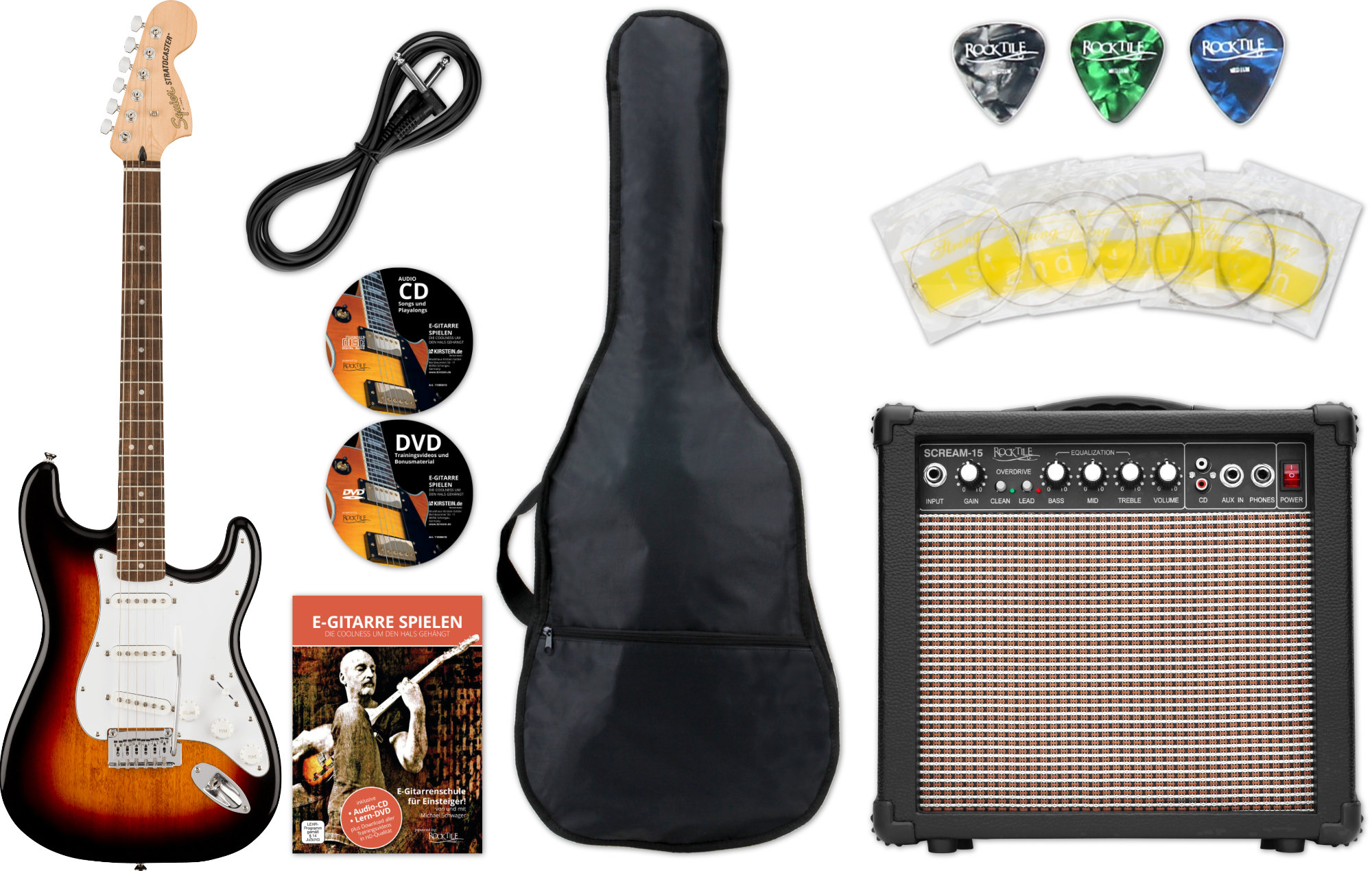 Squier Affinity Stratocaster LRL 3-Color Sunburst Starter Set