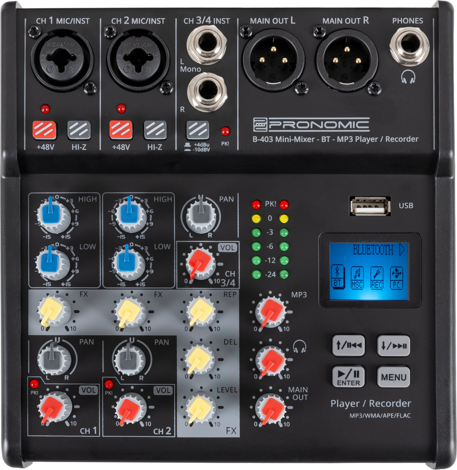 Pronomic B-403 Mini-Mixer mit Bluetooth und USB-Recording - Retoure (Verpackungsschaden)