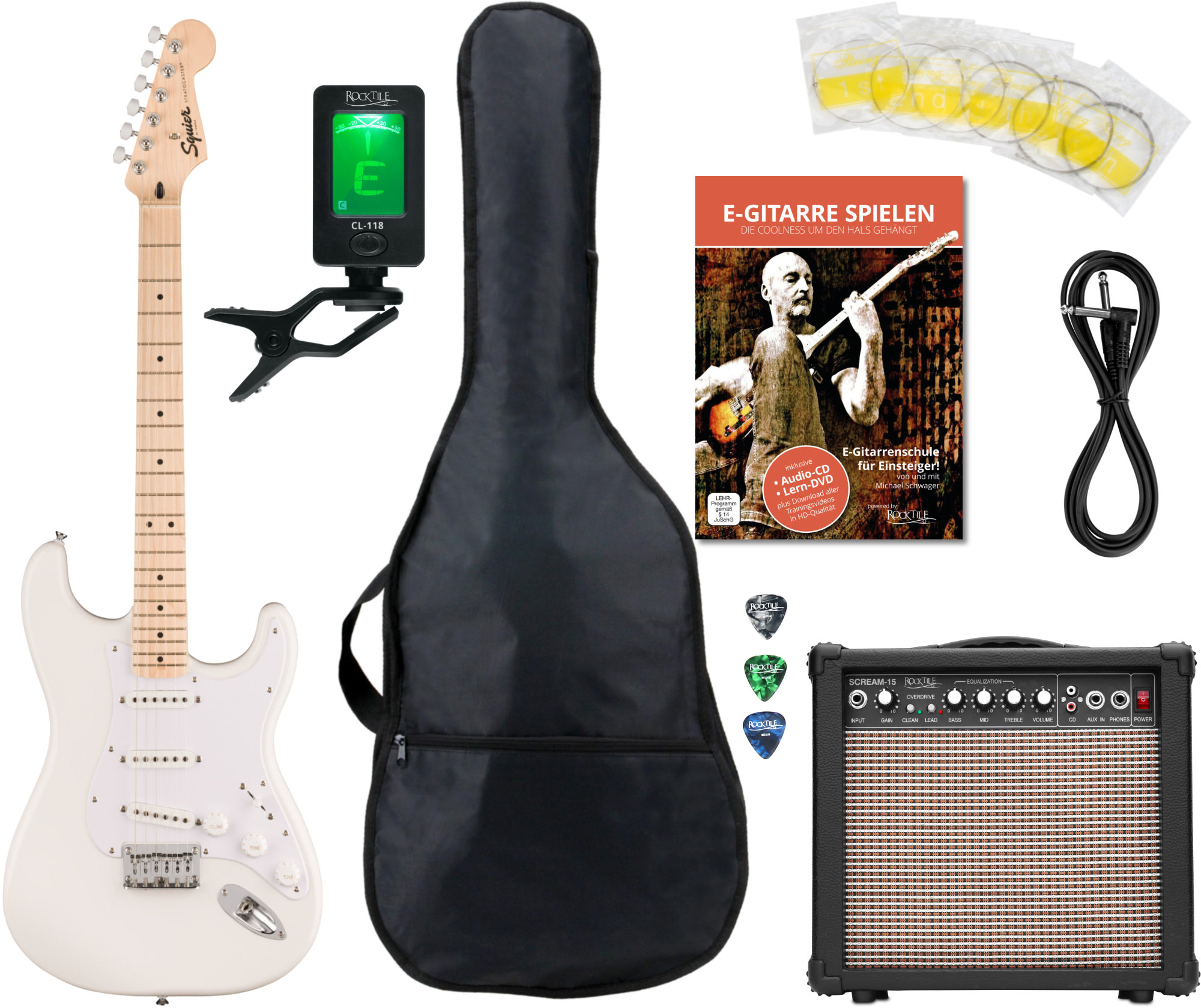Squier Sonic Stratocaster HT Arctic White Starter Set