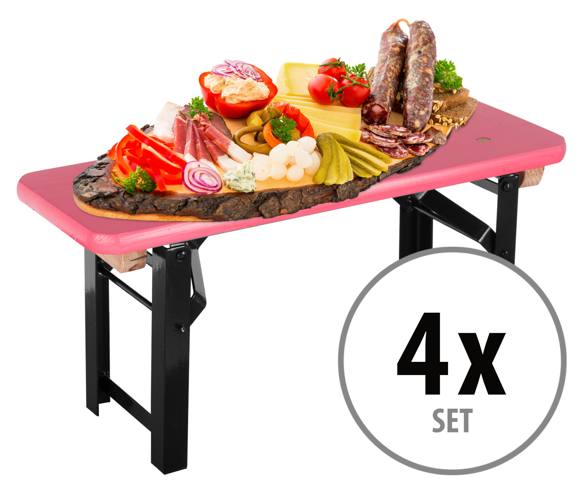 Stagecaptain BB-55 PI Hirschgarten Bierzeltbankerl Pink 4x Set