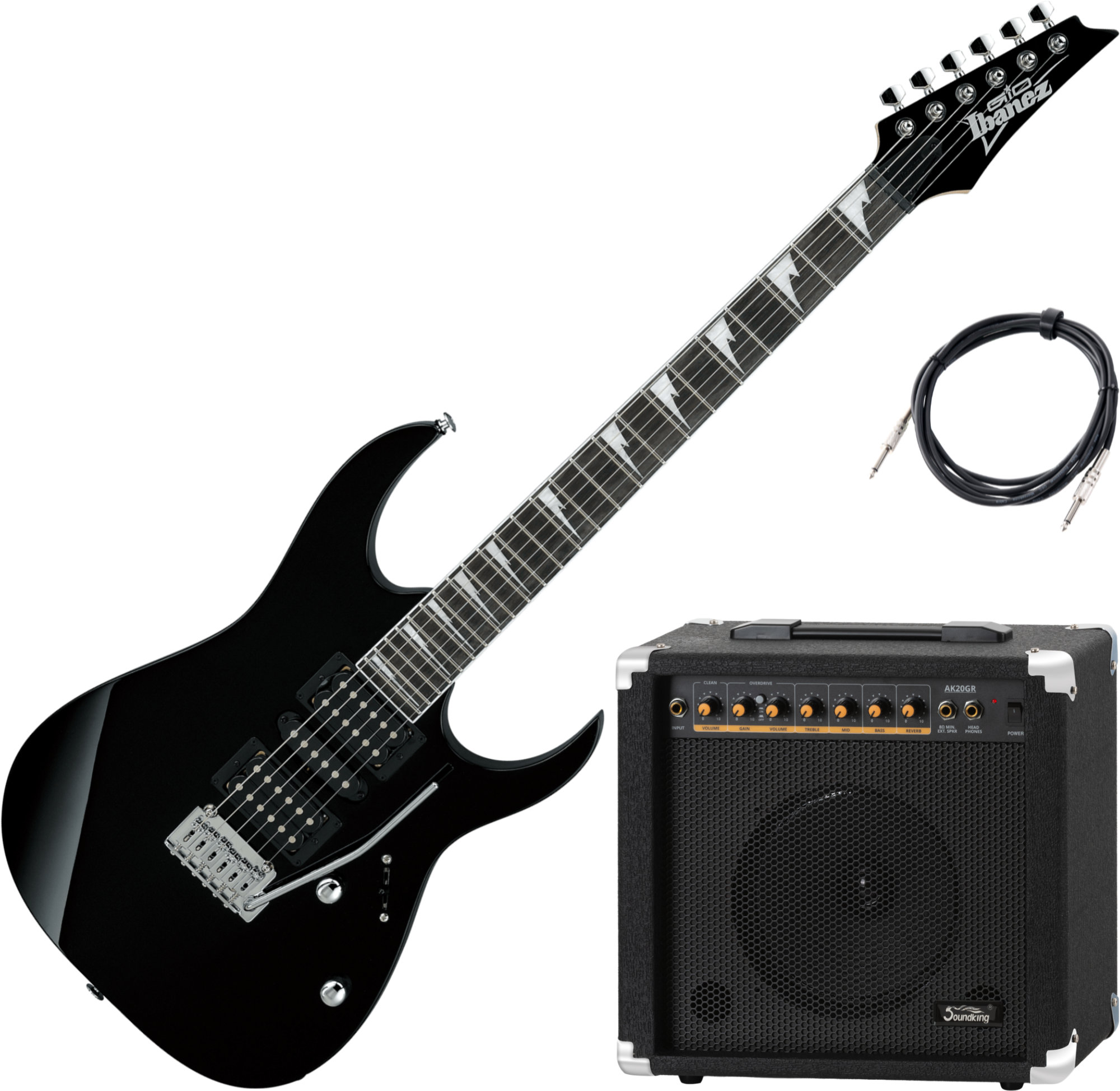 Ibanez GRG170DX-BKN Electric Guitar AK20GR Set