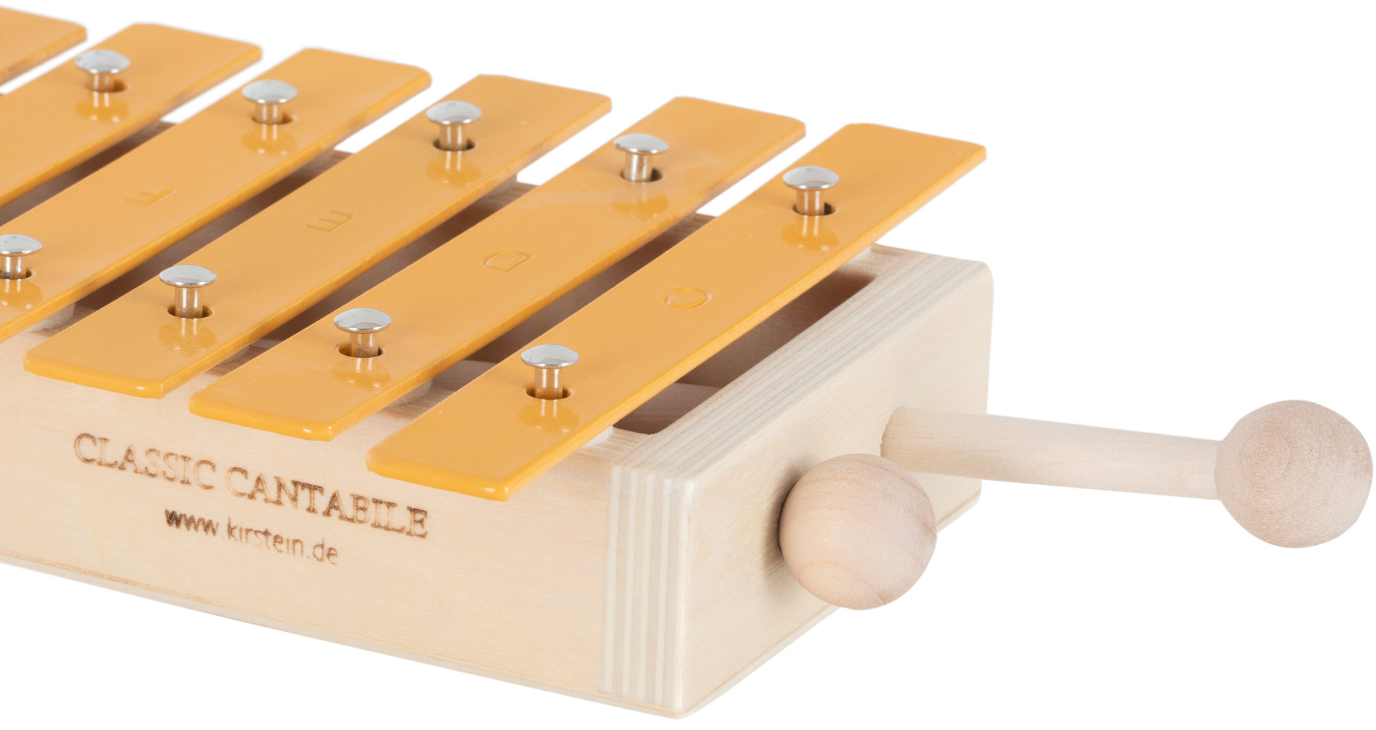 Witziges Glockenspiel in C-Dur für Kinder mit gelben Klangplatten und 2 Schlägel - Produktbild 9