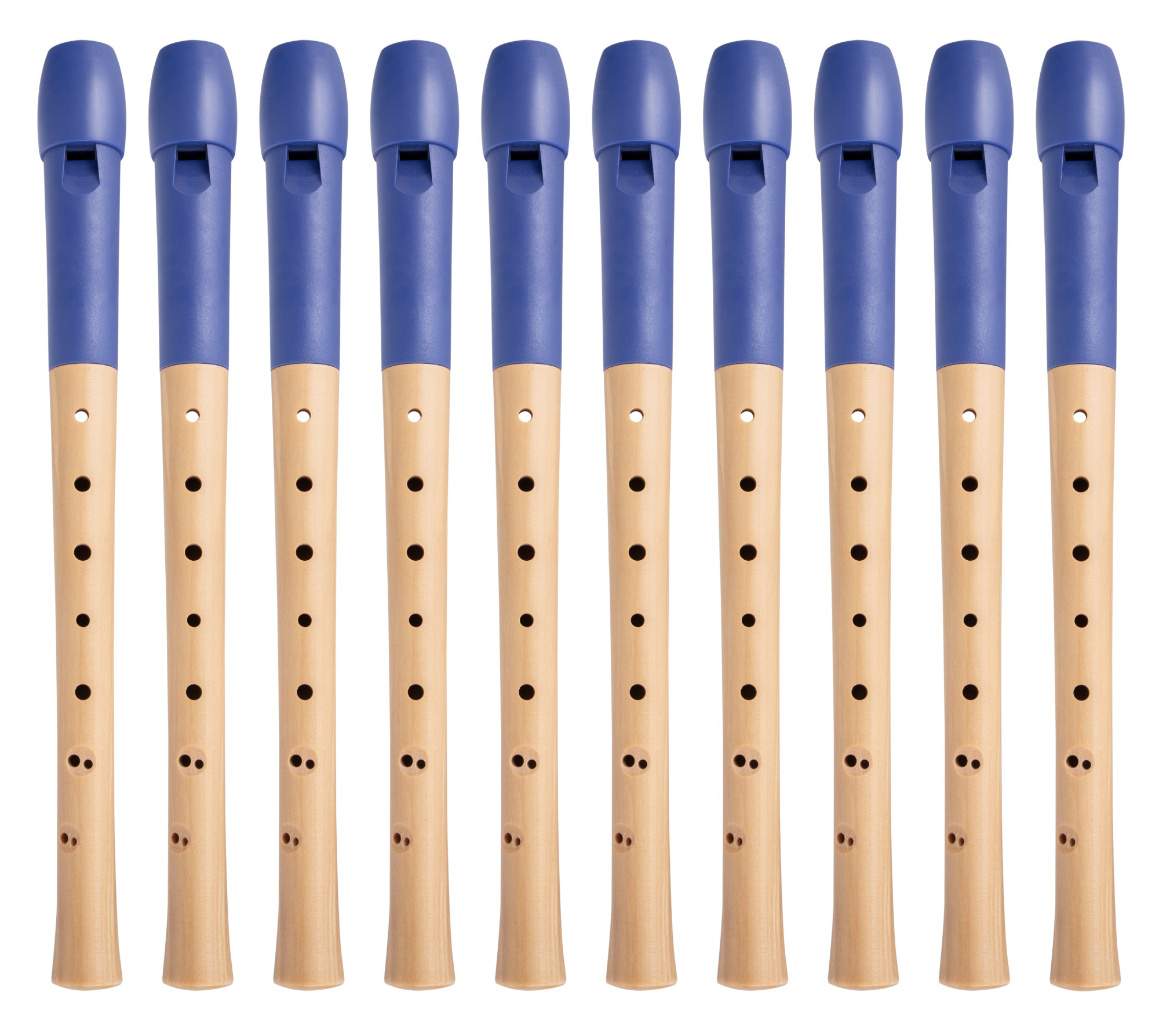Classic Cantabile Pivella Blockflöte Blau, barocke Griffweise 10er Set