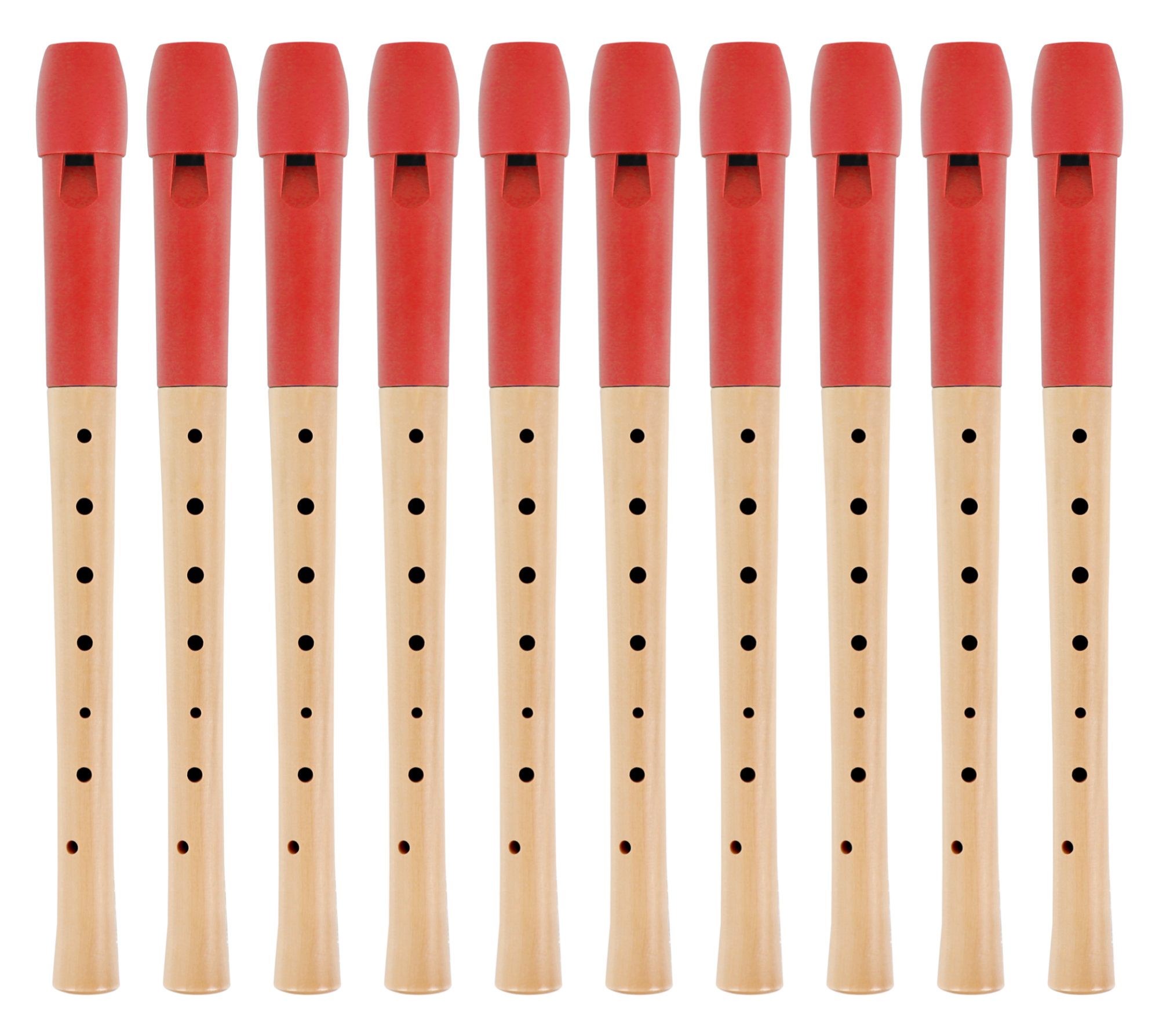 Classic Cantabile Pivella Blockflöte Rot, deutsche Griffweise 10er Set