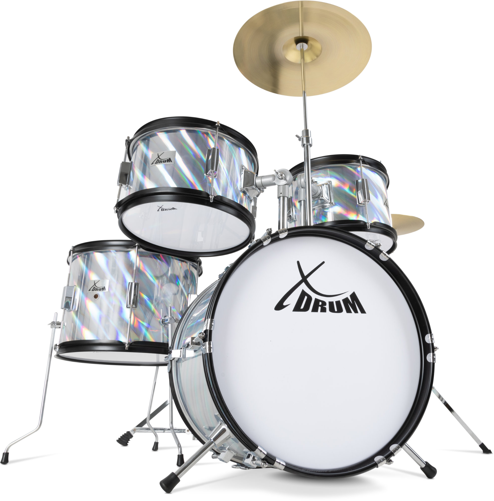 XDrum Junior Pro Kinder Schlagzeug Laser Silver inkl. Schule