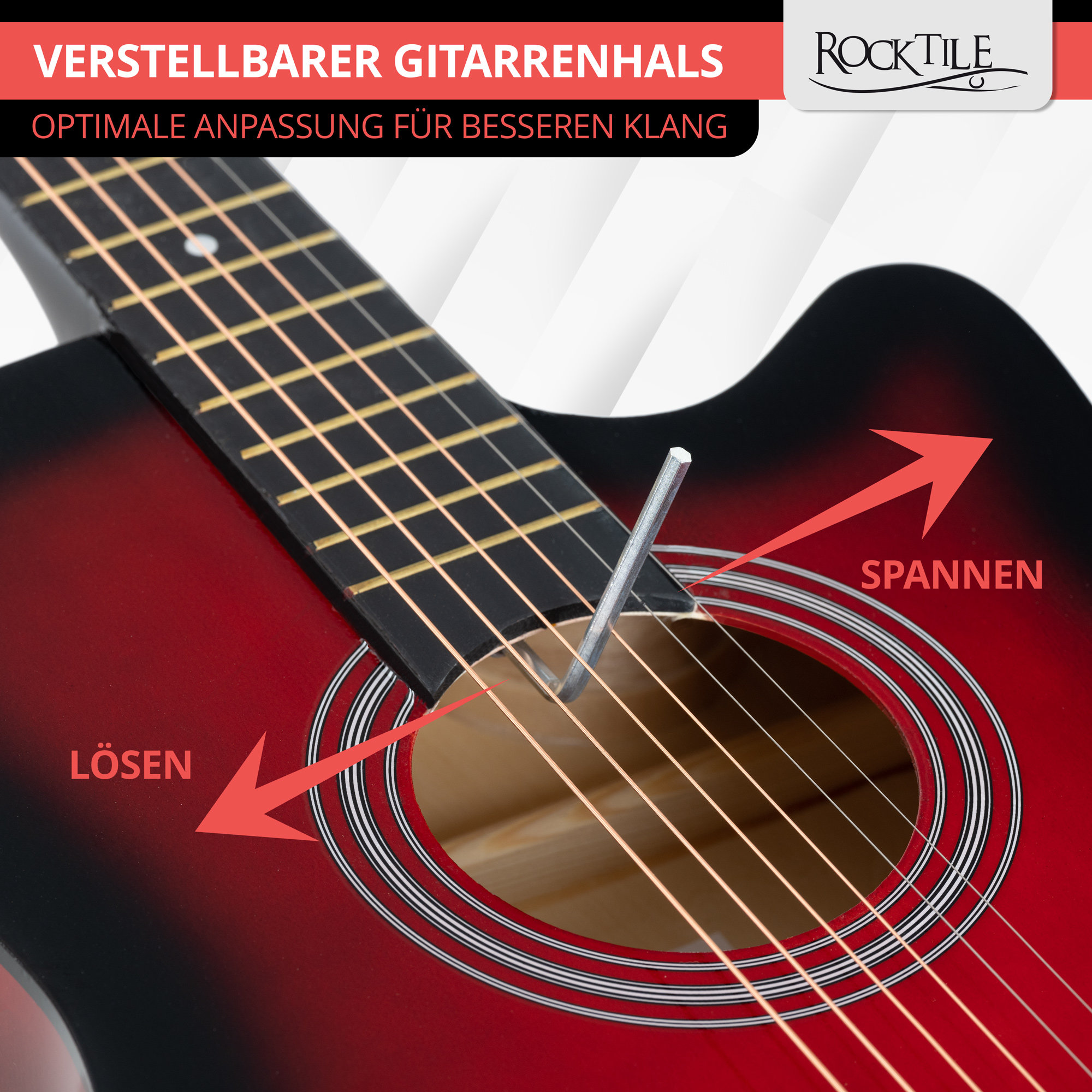 Rocktile WSD-5C-RDB Slim Line Set de guitare folk Redburst