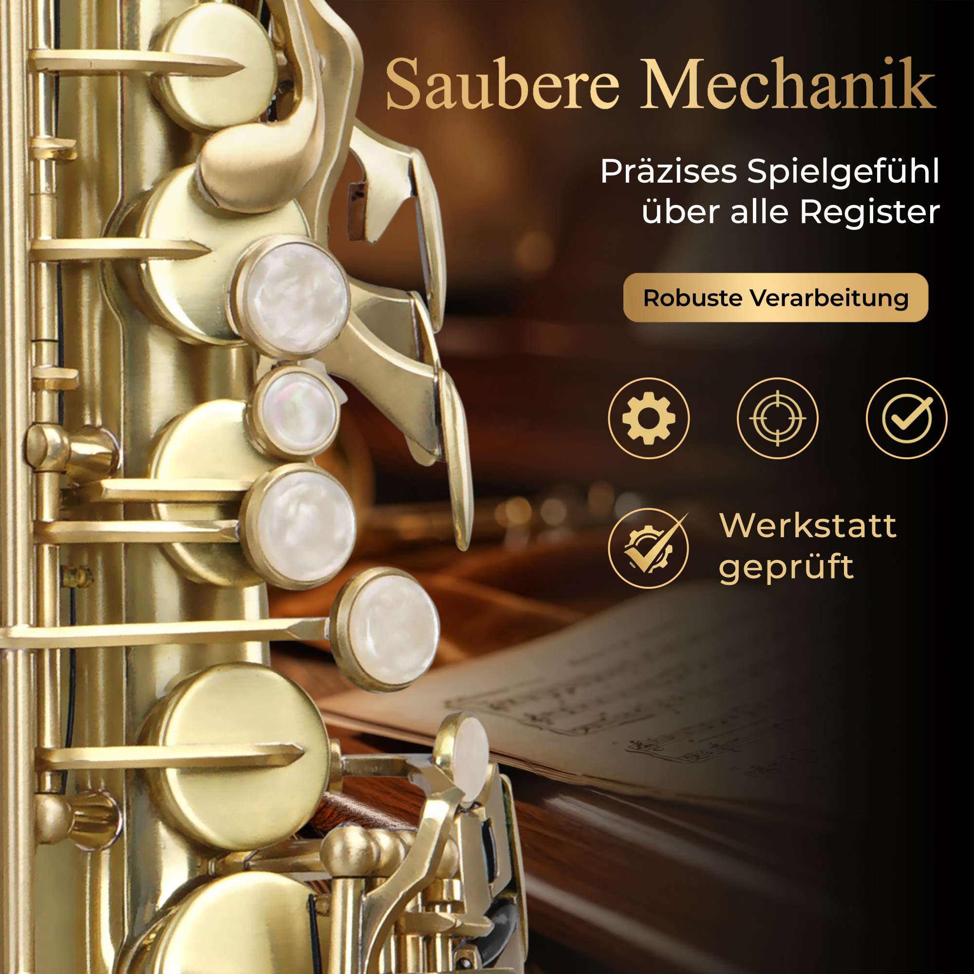 Sassofono Soprano Winds SS-450 Bb - Per Principianti, Con Custodia, Bocchino, Accessori