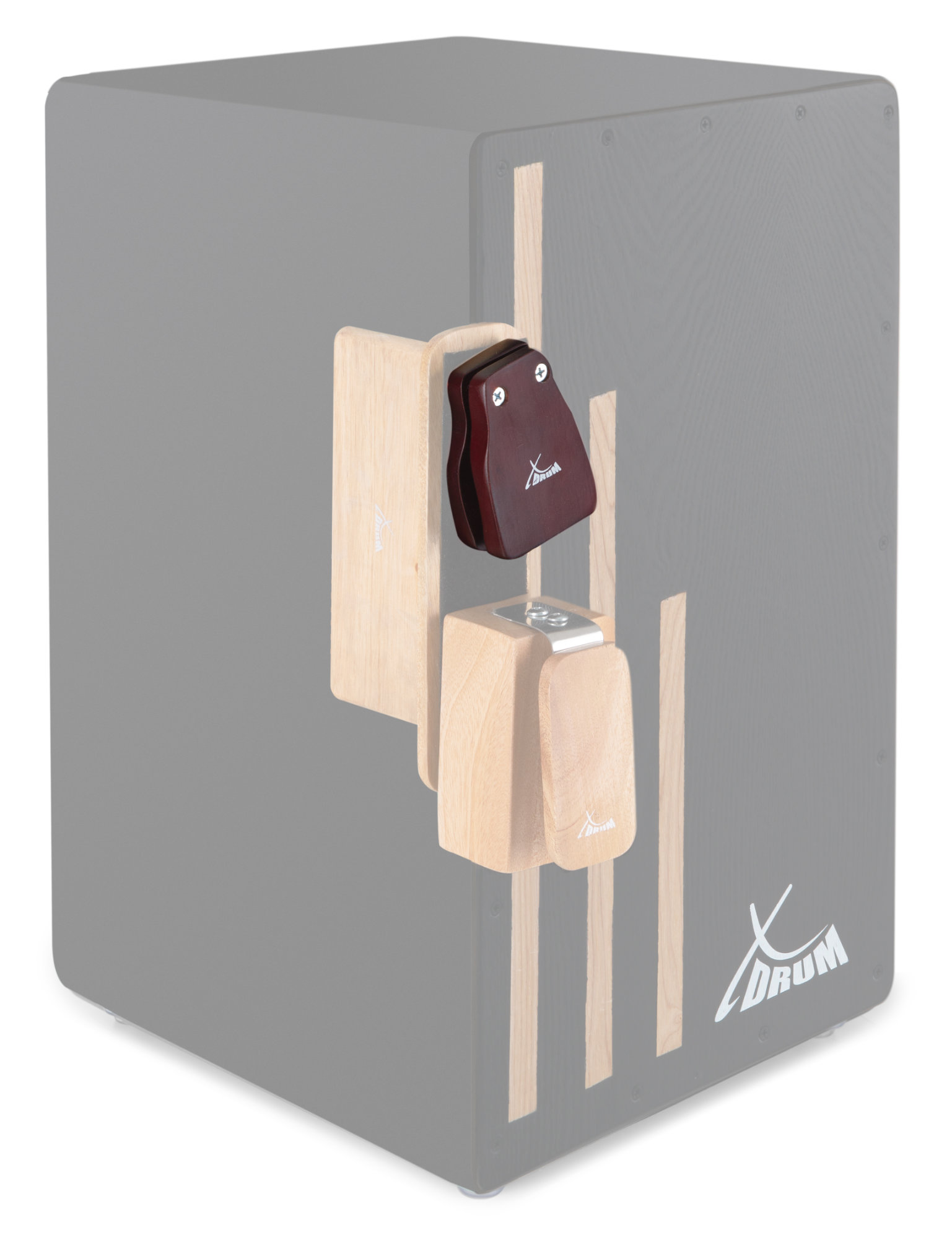 Castagnettes En Bois Pour Cajon - Set Moyen Avec Support Velcro, Son Medium Aigu, Accessoire Percussion XDrum - 5