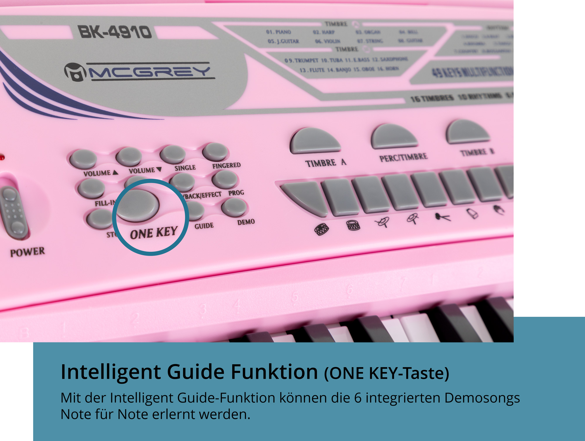 McGrey BK-4910BK Keyboard Set - Kinder Keyboard mit 49 Tasten - Einsteigerkeyboard mit 16 Sounds und 10 Rhythmen - Piano mit Mikrofon für Gesang und Notenständer - Inkl. Kopfhörer - Schwarz