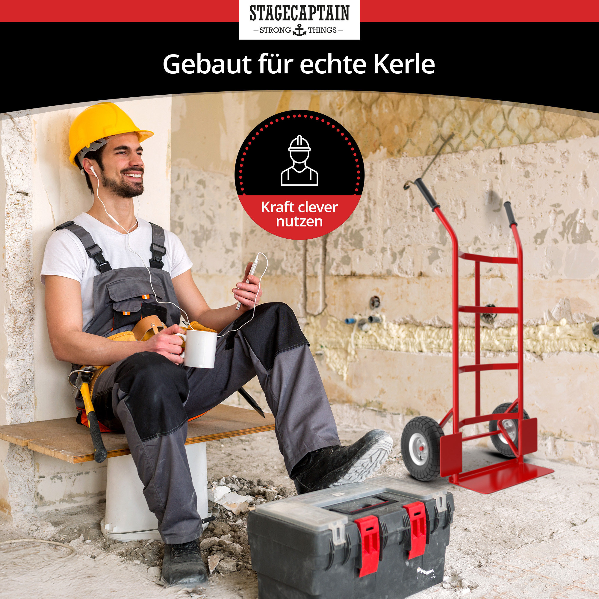 Stagecaptain Carryboy Chariot Élévateur Rouge - Charge Max 200 Kg Pour Déménagement Et Jardin